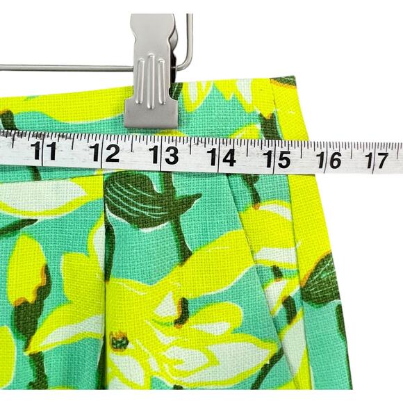J Crew Mini Skirt Womens 8 Green Yellow Daffodil Basketweave Textured Pockets - Picture 7 of 13